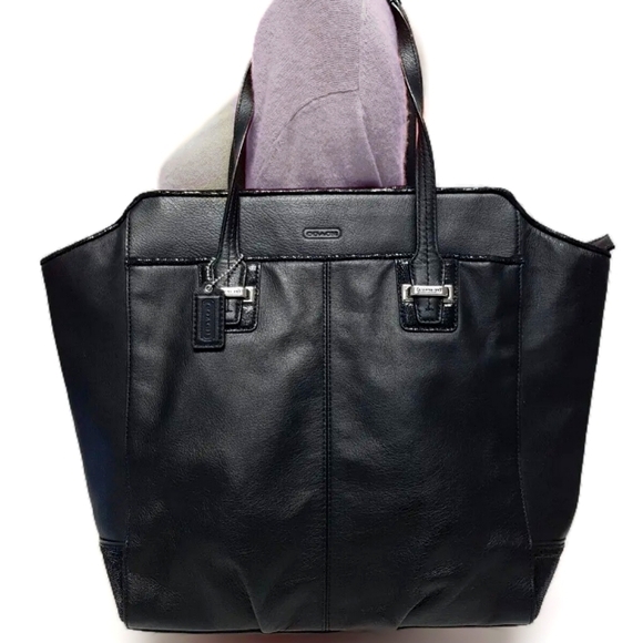 Coach Handbags - Coach Taylor Leather North South Tote with Sequin-Style Accents in Black #F25941